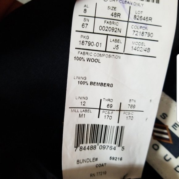 $399 Italian Designer 100% Wool Jacket Coat seperate See MW Website Like New - Picture 7 of 7